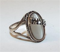 Sterling Silver Ring With White And Clear Stones