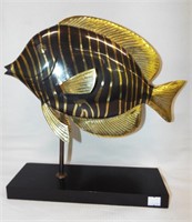 * Brass And Black Decorated Fish Sculpture