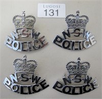NSW four police obsolete skeleton badges