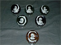 6 Baccarat for Franklin Mint Portrait Paperweights