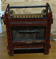 Hickory branch and wood newspaper rack