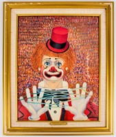 Art Red Skelton Clown Print Stringing Along w/COA