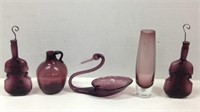 Five Pieces Of Purple Translucent Decorative Glass