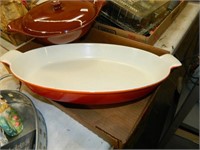 Vintage Descoware Cast Iron "Orange" Oval Roasting