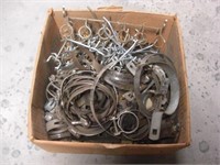 Box of Assorted Clamps & Peg Board Hooks, etc.
