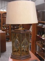 Vintage Wood & Glass Lamp