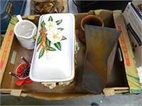 Heavy Abstract Vase, Floral Bread Box, Fruit