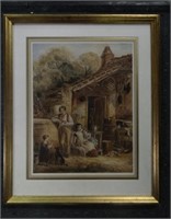 WATERCOLOR "ENGLISH LIFE " UNSGND 19THC.