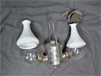 Antique Hanging Double Student Lamp.Angle Lamp Co.