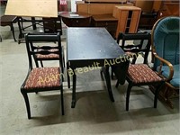 Antique drop leaf table and 4 chairs