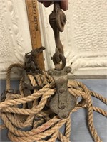 Vintage Double, Double Pulley on Rope