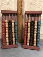 Two Vintage Abacus / Counters Wooden Beads