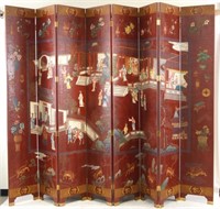 Red Chinese 8-Panel Screen
