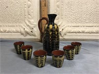 Vintage Pitcher and 6 Small Shot Sized Glasses