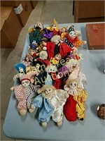 19 assorted porcelain clown dolls