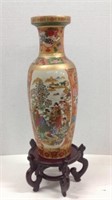 Asian Porcelain Vase With Wooden Stand