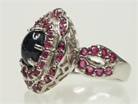 Sterling Silver Sapphire & Ruby Ring