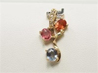 14K Gold Sapphire(1ct) & Diamond Pendant