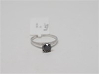 10K White Gold Black Diamond Solitaire Ring