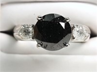 10K White Gold Black & White Diamond (3.82ct) Ring