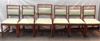 6 Walnut Dining Room Chairs W Teal Cushions