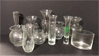 Large lot of clear glass vases