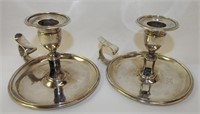Pair Of Hallmarked Silver English Candle Holders