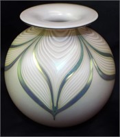 Iridescent Art Glass Vase Signed Abelman