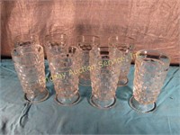 8 clear water glasses