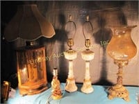 5 electric lamps: 2- matching white (no shades),