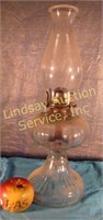 Pressed glass oil lamp w/ chimney