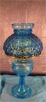 Blue glass oil (desk) lamp w/ shade