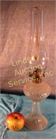 Pressed glass oil lamp w/ chimney
