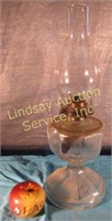Pressed glass oil lamp w/ chimney
