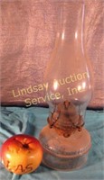 Glass base bracket lamp w/ chimney