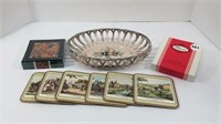 VINTAGE DISH WITH 2 COASTER SETS