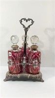 BEAUTIFUL HANDPAINTED CRANBERRY GLASS LIQUOR