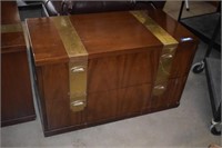 Vtg Solid Wood Two-Drawer Low Chest of Drawers