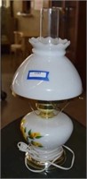 Hand Painted Vtg Style Milk Glass Table Lamp