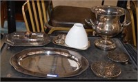 Silver Plate - Vase, Two Trivets, Platter, Two