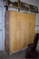 Large Vtg English Fitted Wardrobe w/ Inside Glass