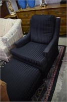 Black Upholstered Armchair w/ Ottoman