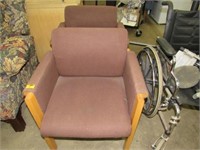 Oak and Upholstered Waiting Room Chairs