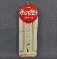 1950's Coca Cola 9" Metal Thermometer Sign
