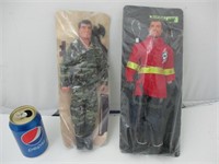 Lot de 2 poupées militaire et pompier