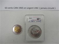 50¢ canadien 1965 en argent UNC jamais circulé