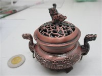 Bruleur d'encens chinois en métal style antique