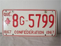 Plaque auto Qc Confédération 1967
