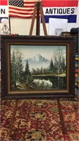 BEAUTIFUL VTG OIL ON CANVAS MOUNTAIN FORREST