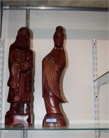 Tall Wooden Oriental Figurines (Some Wear)